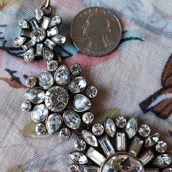 Leslie Danzis Signed Clear Rhinestone Statement Necklace Brass Tone Baguettes - Picture 8 of 15